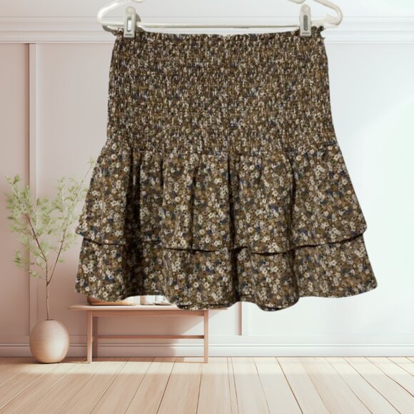 Wishlist Smocked Tiered Ruffle Floral Mini Skirt or Tube Top - Size Small - Picture 1 of 11